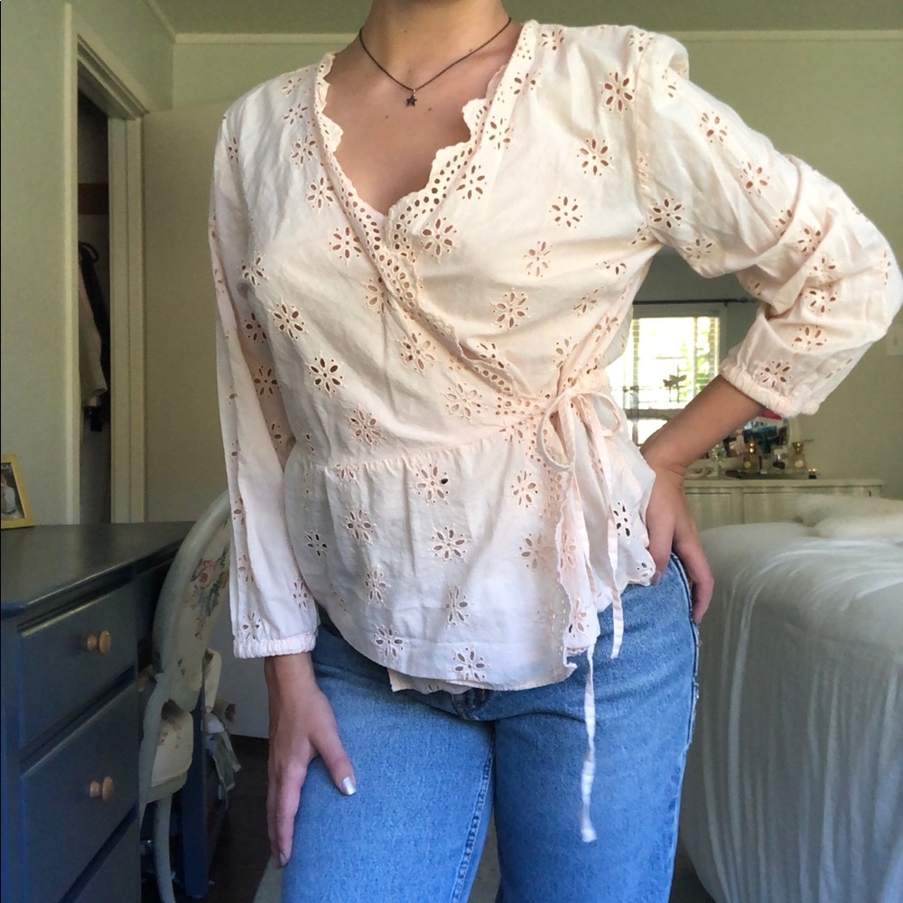 Light peach eyelet blouse